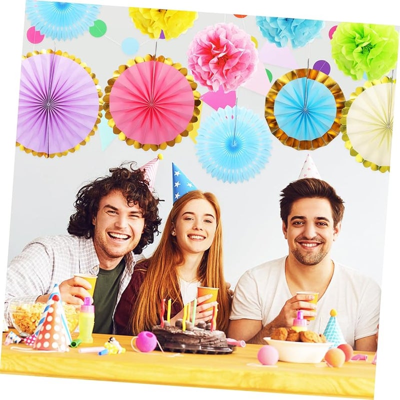 مجموعة زينة حفلة باستيل مع بوم بوم من ورق المناديل ومراوح ولافتات لعيد الميلاد والفصل الدراسي - Image 4